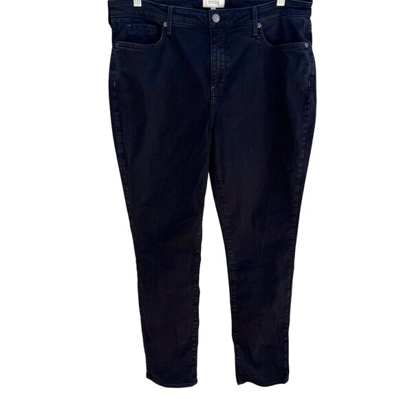 NYDJ Womens Lift Tuck Technology Black Denim Skinny Stretch Mid Rise Jeans 14 - Picture 1 of 8
